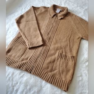ISSEY MIYAKE MEN Zipped 100% Camel Knit Sweater Size M Pockets Camel color